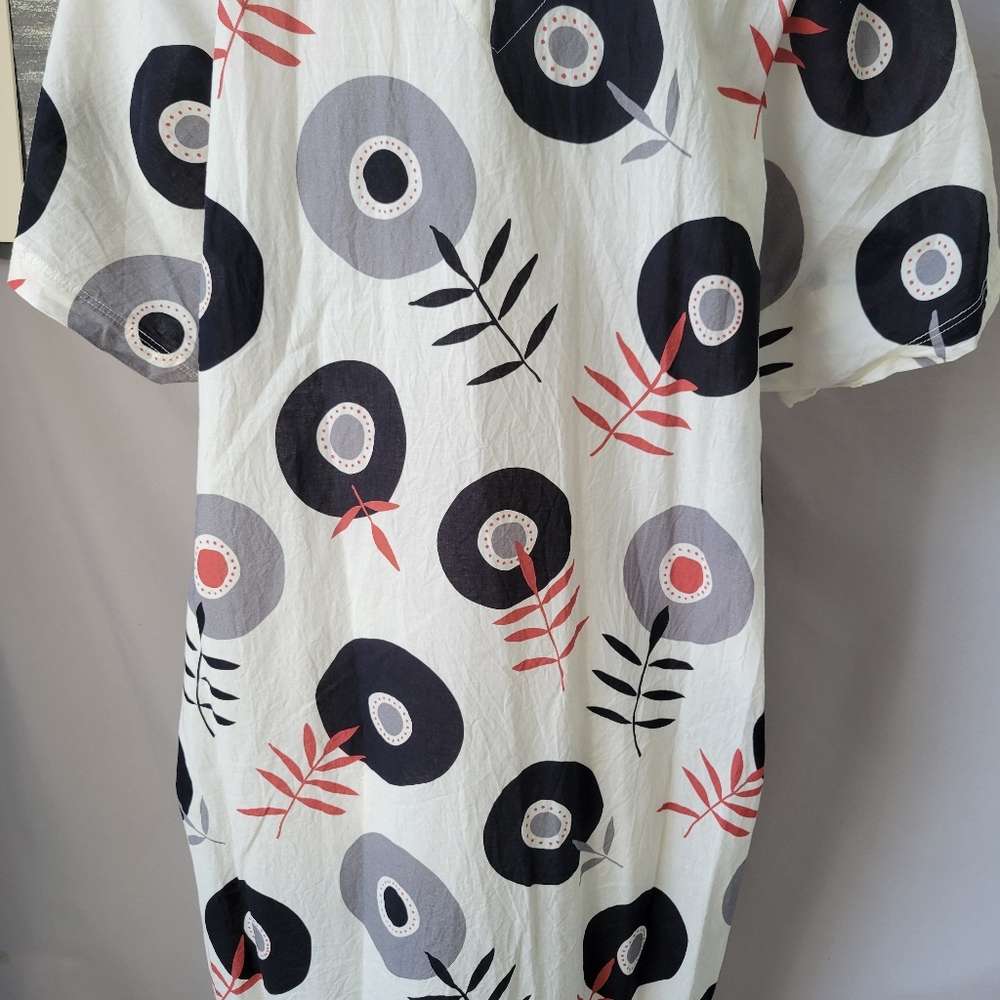 Gudrun Sjoden Julie Cotton Voile Floral V Neck Dress L - Picture 12 of 15